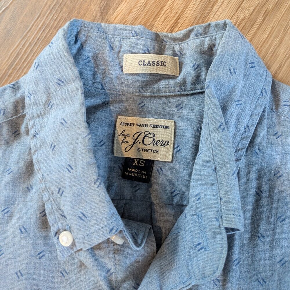 J. Crew Button-Down Patterned Chambray Shirt, Xs … - image 2